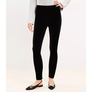 LOFT Velvet Leggings Black High Waist Pull On Stretch Pants Holiday Party Medium